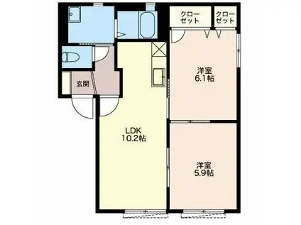 FELICE B(2LDK/1階)の間取り写真