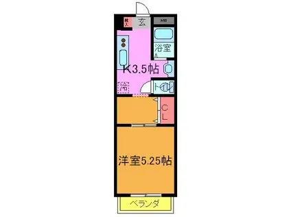 あけぼのコーポ(1K/1階)の間取り写真