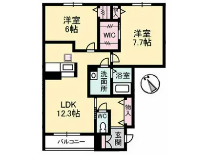 シャーメゾンリラフォート(2LDK/1階)の間取り写真