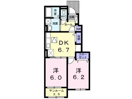 サンライズ野田 III(2DK/1階)の間取り写真