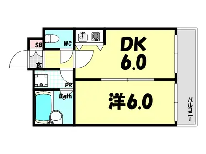 プレアール神戸(1DK/5階)の間取り写真