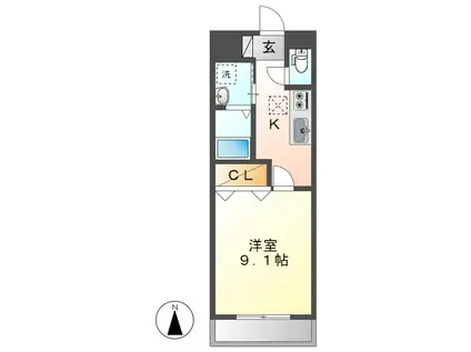 カーサひまわり II(1K/1階)の間取り写真