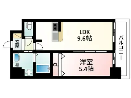 ディームス江坂(1LDK/2階)の間取り写真