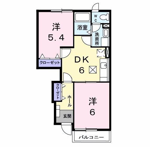白蔵IIIB(2DK/1階)の間取り写真