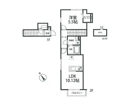 グリシーナ駒場(1LDK/2階)の間取り写真