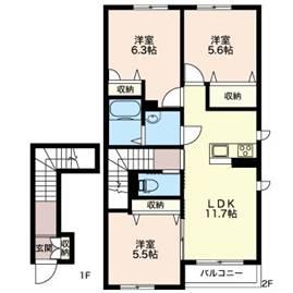 どんぐり1号(3LDK/2階)の間取り写真