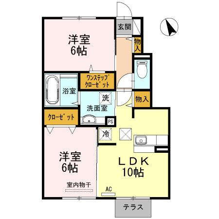 シオンヒルズII(2LDK/1階)の間取り写真