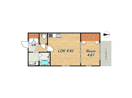 KTIレジデンス淀(1LDK/3階)の間取り写真