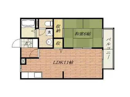 サンガーデン安威A棟(1LDK/1階)の間取り写真