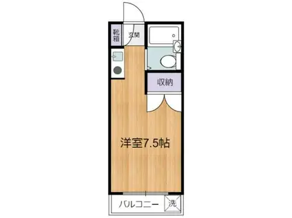 ロイヤルハイムK(ワンルーム/2階)の間取り写真