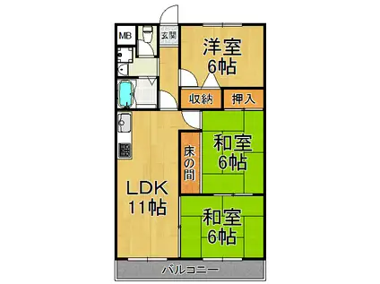 グランドメゾン昆陽(3DK/3階)の間取り写真