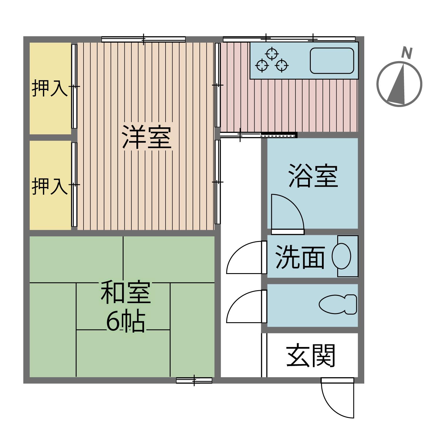 元町マンション(2K/4階)の間取り写真