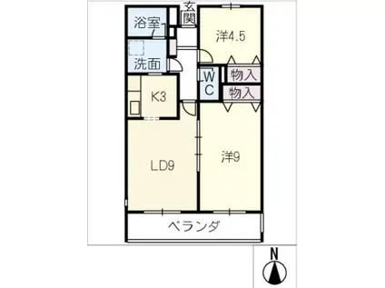 B-FLATサウス(2LDK/3階)の間取り写真