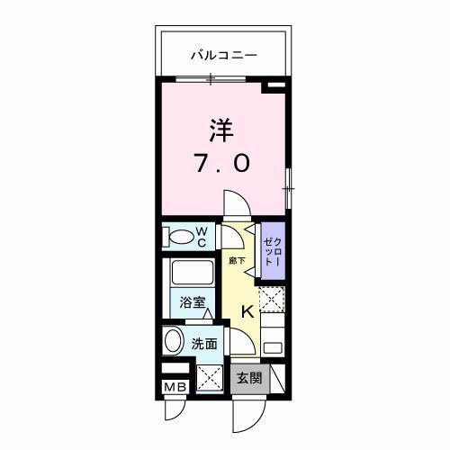 フラッグシップ中町(1K/5階)の間取り写真