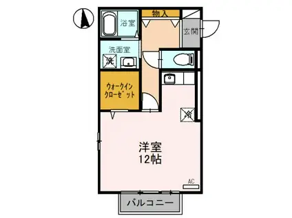 御勝山ハイツII(ワンルーム/2階)の間取り写真