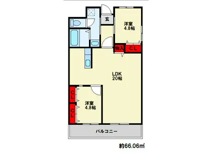 第17共立ビル(2LDK/6階)の間取り写真
