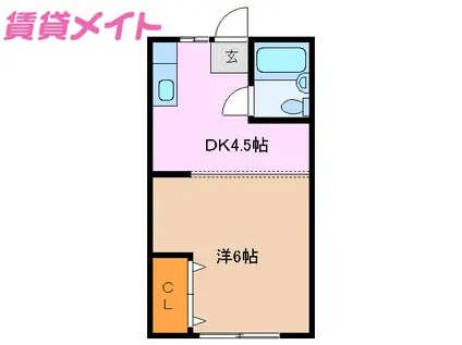 M・Kハイツ(1DK/2階)の間取り写真