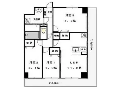プラナス桜(3LDK/6階)の間取り写真