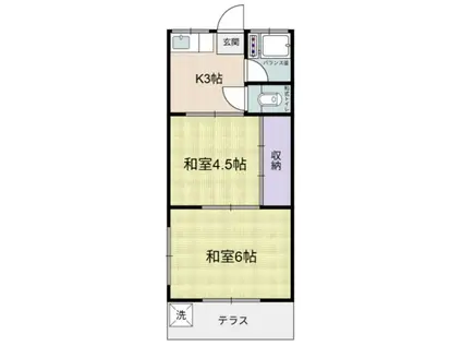 コーポ八幡(2K/1階)の間取り写真