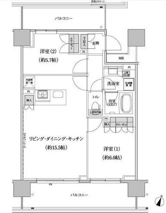 パークハビオ渋谷本町レジデンス 9階階 間取り