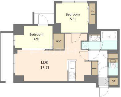 S-RESIDENCE高島平ASOLEA(2LDK/6階)の間取り写真
