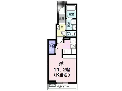 カーサベルデ(ワンルーム/1階)の間取り写真