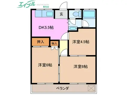 ニューハイツダイソウ(3DK/2階)の間取り写真