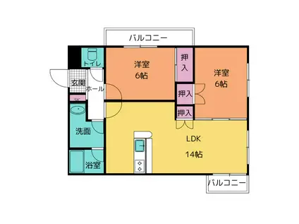 プラウドコート(2LDK/1階)の間取り写真