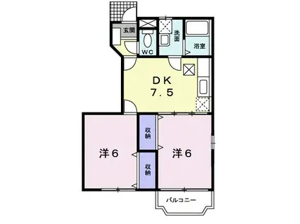 サンライズB(2DK/1階)の間取り写真