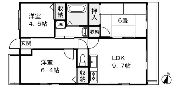 ノネット東野(3DK/3階)の間取り写真