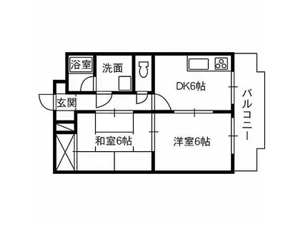 ハイグレース山口(2DK/3階)の間取り写真