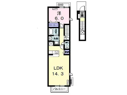 ロイヤル本前田(1LDK/2階)の間取り写真