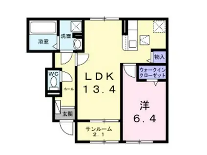 シャリティ・ベルI(1LDK/1階)の間取り写真