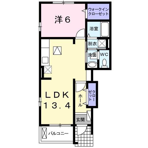 メゾンジュネスC(1LDK/1階)の間取り写真