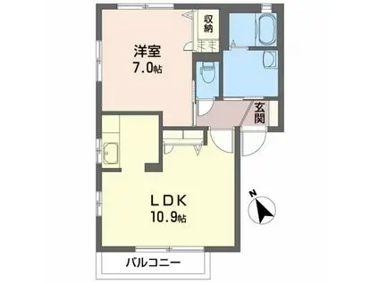ソレアード(1LDK/1階)の間取り写真