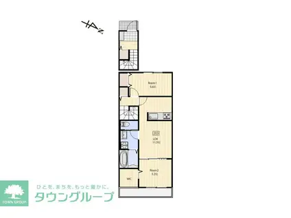 LALA MIA(1LDK/2階)の間取り写真