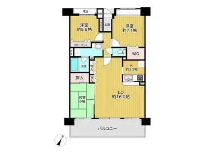 コスモ川口戸塚ガーデンフォルム(3LDK/7階)の間取り写真