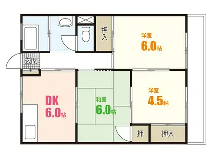 沖田コーポラス(3DK/3階)の間取り写真