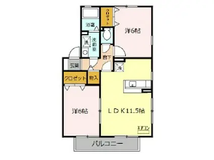 メイプルタウン川越的場A(2LDK/2階)の間取り写真