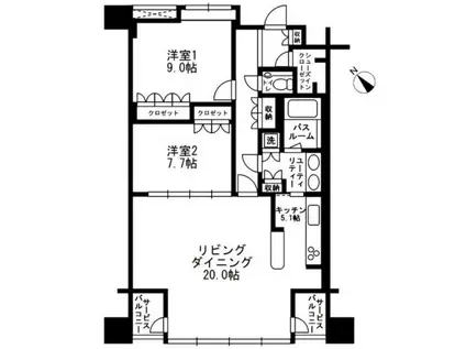 アーバンパーク代官山2(2LDK/4階)の間取り写真
