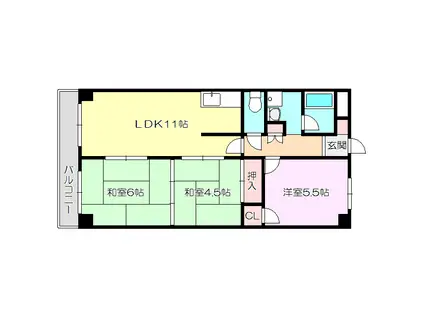 サンライズ御瑞宝Ⅰ(3LDK/9階)の間取り写真