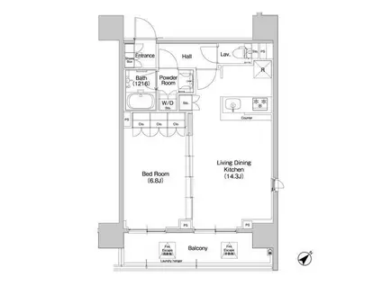 コンフォリア品川イースト(1LDK/6階)の間取り写真