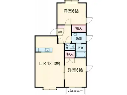 フォリア舞(2LDK/2階)の間取り写真