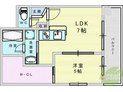 CITY SPIRE十三東(1LDK/2階)の間取り写真
