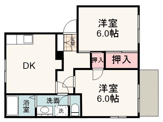 養浩ハウス(2DK/1階)の間取り写真