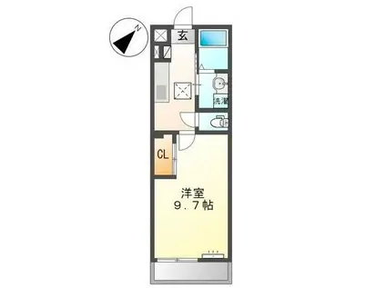 ジェンティー フルール(1K/1階)の間取り写真