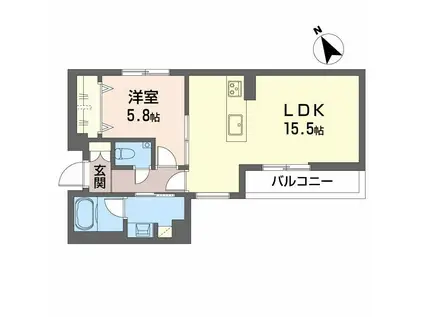 SHAMAISON HILLS 白壁(1LDK/2階)の間取り写真