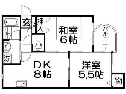 幾野パレーテ(2DK/2階)の間取り写真