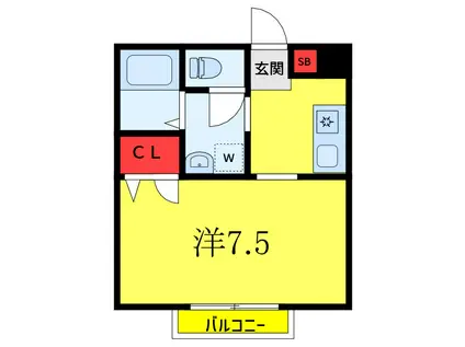 ベルコンフォート(1K/1階)の間取り写真