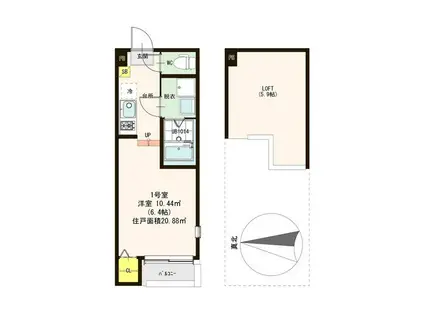 セントリュクス(1K/2階)の間取り写真